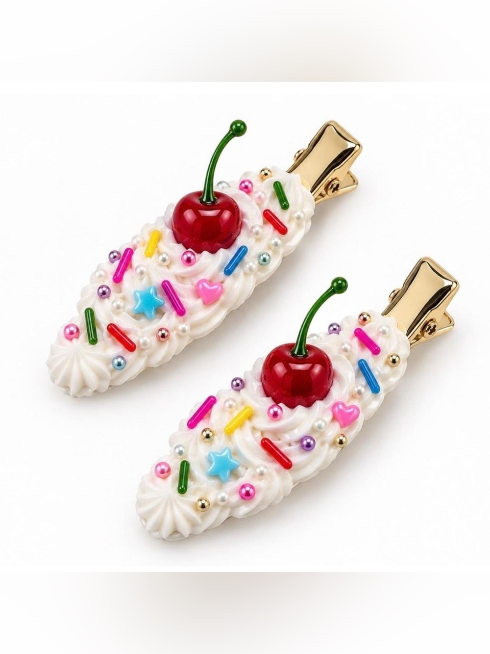 Cute 3D Frosting & Sprinkles Custom Pair Of Hair Clips New